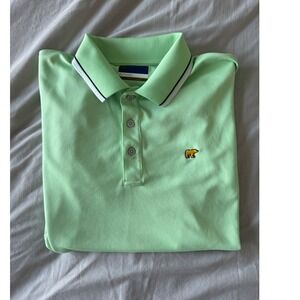 Golden Bear Polo Shirt Light Green Mens Short Sleeve Embroidered Bear collared M